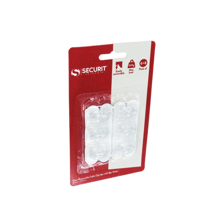 Securit Removable Cable Clips 22 x 28mm Pack 6