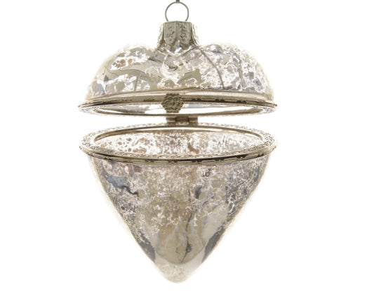 Kaemingk Antique Glass Silver Heart 8cm