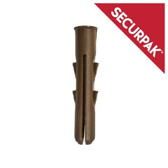 Securpak Heavy Duty Wall Plugs 12 Pack Brown