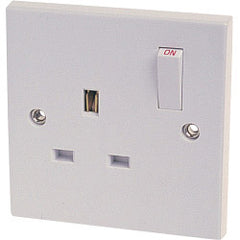 Securlec 1 Gang Switched Socket Double Pole Square Edge