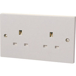 Securlec 2 Gang Unswitched Socket Round Edge