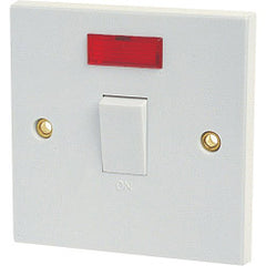 Securlec Double Pole Flush Switch with Pilot Lamp Square Edge