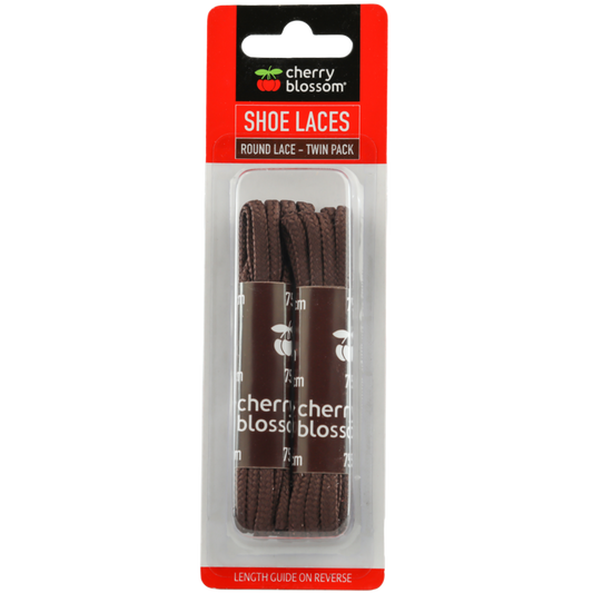 Cherry Blossom Twin Pack Round Laces 75cm Brown