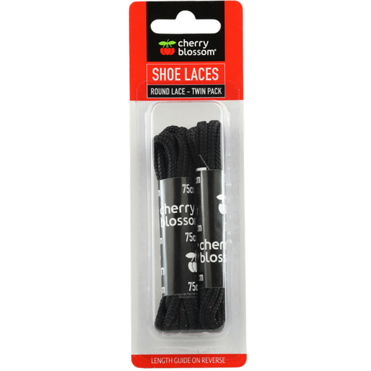 Cherry Blossom Twin Pack Round Laces 75cm Black