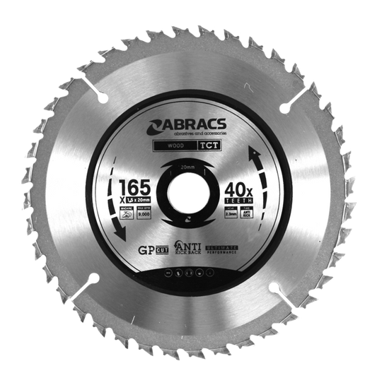 Abracs Circular Saw Blade 165mm x 20mm x 40t
