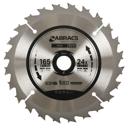 Abracs Circular Saw Blade 165mm x 20mm x 24t 240v