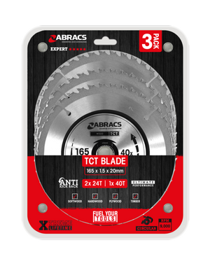 Abracs Circular Saw Blade 165mm x 20mm Pack 3 240v