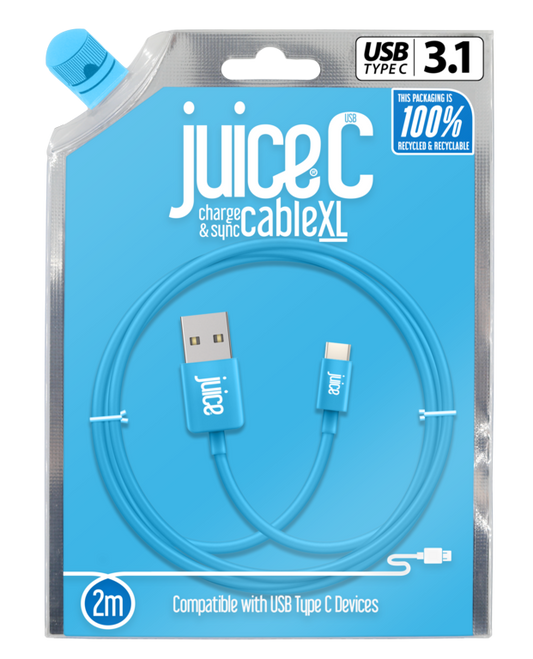 Juice 2m Round USB C Device Cable Aqua