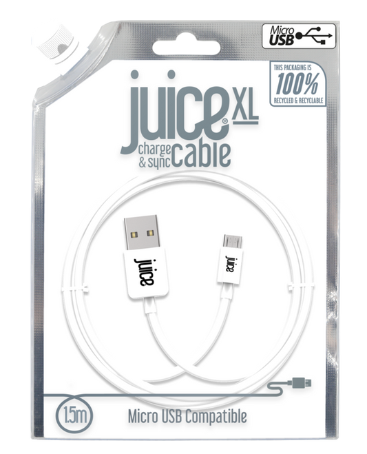 Juice 1.5m Round Micro USB Cable White