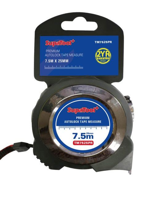 SupaTool Premium Auto Lock Tape Measure 7.5m x 25mm