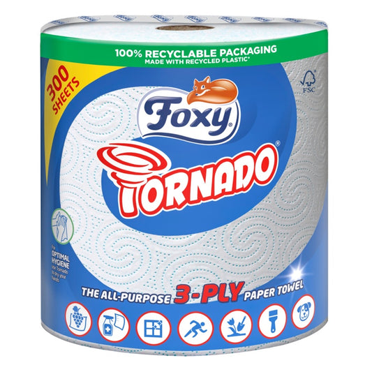 Foxy Tornado Kitchen Roll Single 300 Sheet