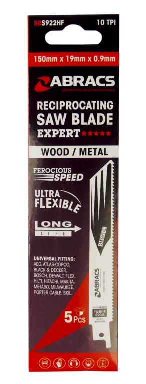 Abracs Reciprocating Saw Blade Pack 5 150 x 19 x 0.9mm