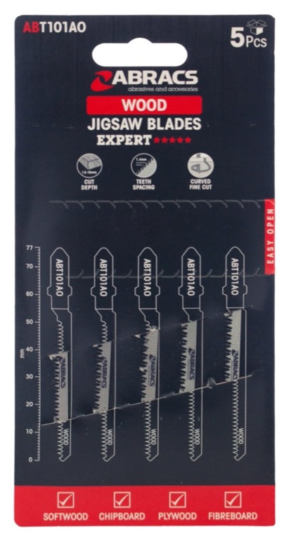 Abracs Jigsaw Blade For Wood Pack 5 77mm