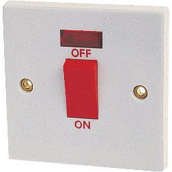 Securlec 1 Gang Double Pole Switch & Pilot Light Round Edge