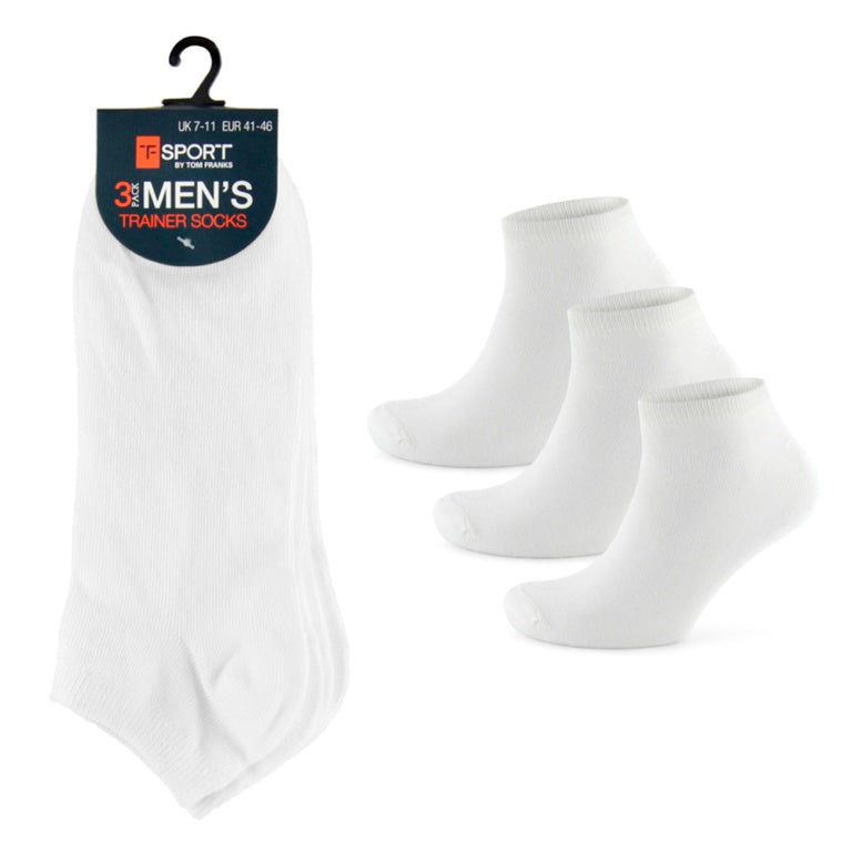 RJM Mens White Trainer Socks Pack 3