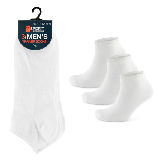 RJM Mens White Trainer Socks Pack 3