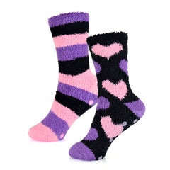 RJM Ladies Design Cosy Socks With Gripper 2 Pack