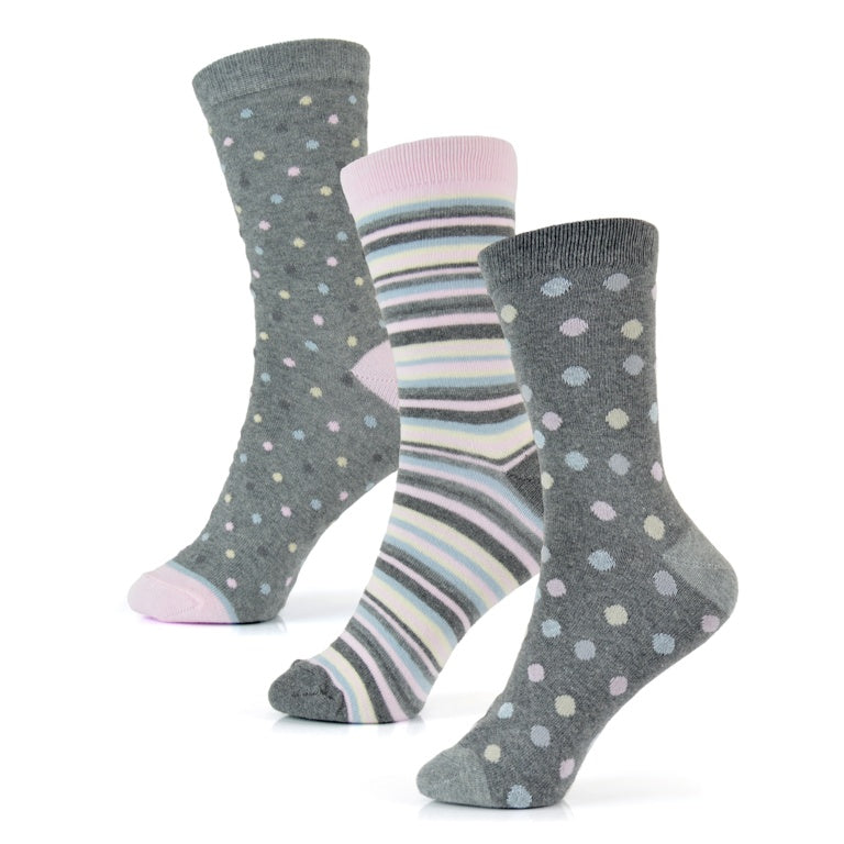 RJM Ladies Spot / Stripe Design Socks Pack 3