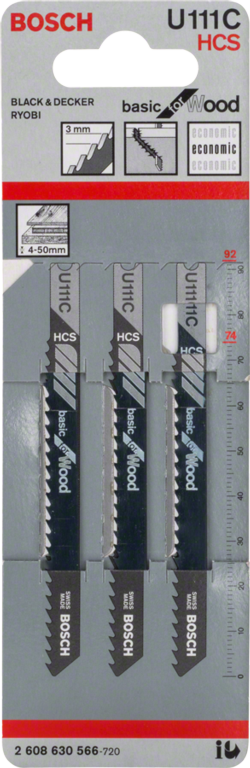 Bosch U111C Jigsaw Blade Basic Wood Pack 3