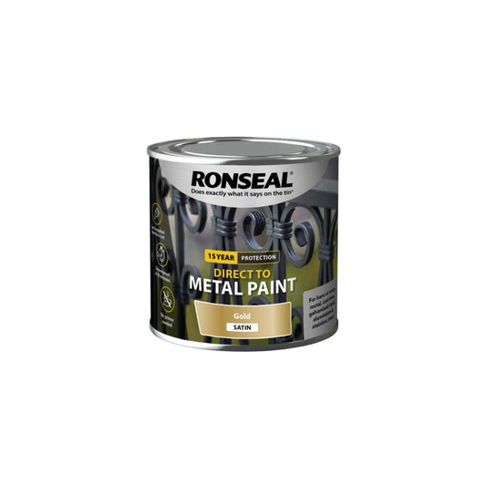 Ronseal Direct To Metal Paint 250ml Gold Satin