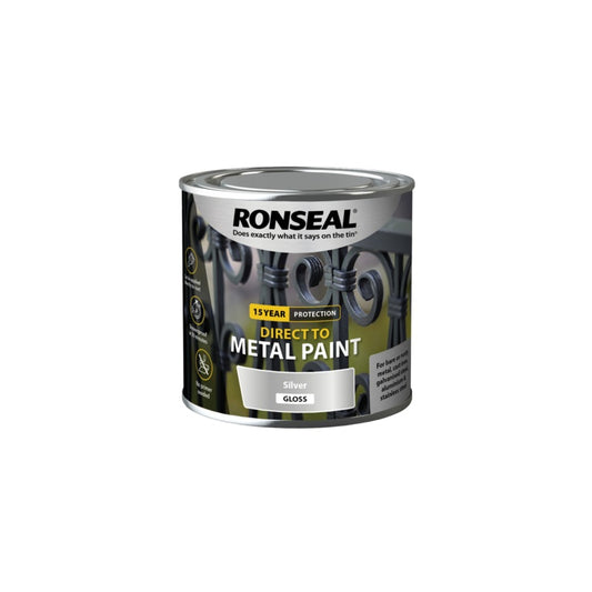 Ronseal Direct To Metal Paint 250ml Silver Gloss