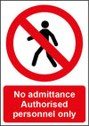 Smiths Architectural No Admittance Sign 148mmx210mm