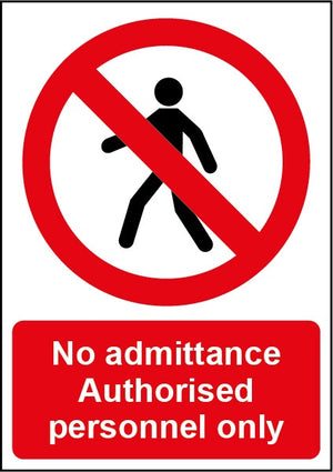 Smiths Architectural No Admittance Sign 148mmx210mm