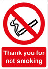 Smiths Architectural Thanks Not Smoking Sign 148mmx210mm