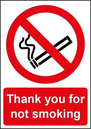 Smiths Architectural Thanks Not Smoking Sign 148mmx210mm