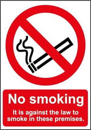 Smiths Architectural Against Law Smoking Sign 148mmx210mm