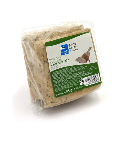 Rspb Super Suet Cake With Mealworms Pack 3 960g