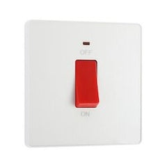 BG 45a Double Pole Square Plastic Cooker Switch With LED Pearlescent White
