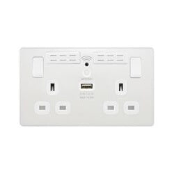 BG 13a 2 Gang Plastic Switched Socket With Wifi & USB Pearlescent White
