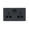 BG 13a 2 Gang Plastic Switched Socket Matt Grey