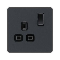 BG 13a 1 Gang Plastic Switched Socket Matt Grey