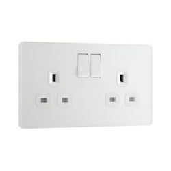 BG 13a 2 Gang Plastic Switched Socket Pearlescent White