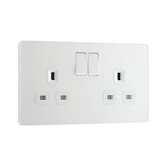 BG 13a 2 Gang Plastic Switched Socket Pearlescent White