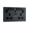 BG 13a 2 Gang Plastic Switched Socket With Wifi & USB Matt Grey
