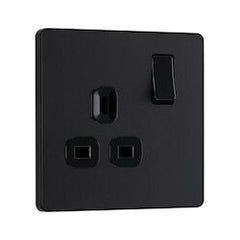 BG 13a 1 Gang Plastic Switched Socket Matt Black