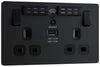 BG 13a 2 Gang Plastic Switched Socket With Wifi & USB Matt Black