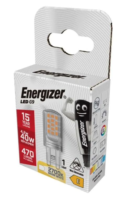 Energizer LED G9 470lm 2700k Warm White 4.2w