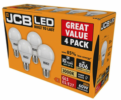JCB GLS ES E27 3000k Warm White 9w Pack 4