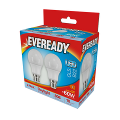 Eveready LED GLS BC B22 6500k Daylight Pack 2 8.8w