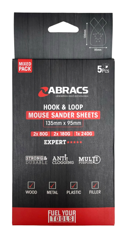 Abracs Mouse Sander Sheet Pack 5 135mm x 95mm