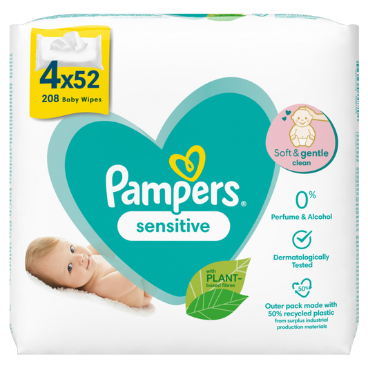 Pampers Baby Wipes 4 x 52 Sensitive