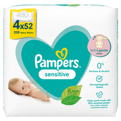 Pampers Baby Wipes 4 x 52 Sensitive