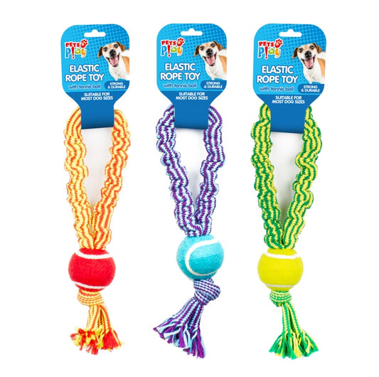 Pets at Play Elastic Rope Toy Tennis Ball