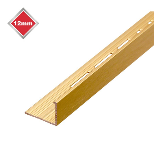 Tile Rite Matt Brushed Gold Effect Metal Tile Trim L Profile 12mm x 2.44m