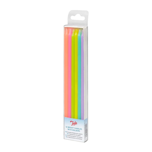 Tala 12 Neon Bright Candles With Holders