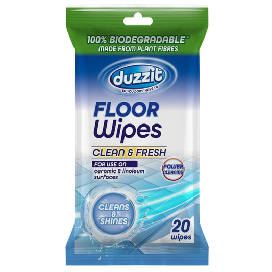 Duzzit Biodegradable Floor Wipes Clean & Fresh / 20 Pack